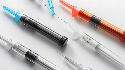 Close up of Transparent Disposable Syringes in Medical Setting