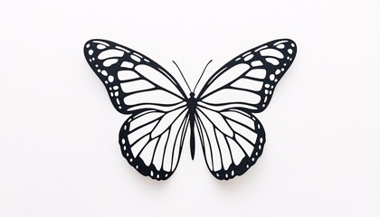 Fototapeta premium Minimalistic Black and White Butterfly Outline on Textured Background