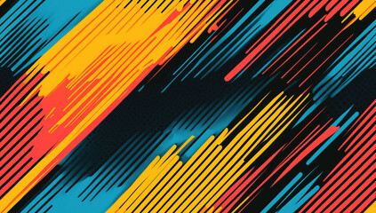 Seamless abstract pop art pattern with diagonal lines and retro comic style dotted textures