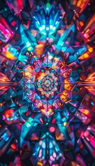 Fototapeta premium Vibrant neon kaleidoscope pattern with mesmerizing glowing effects for a psychedelic experience