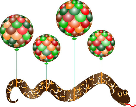 a large snake rises on balloons, the symbol of the year 2025