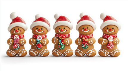 gingerbread man and woman, christmas cookies, Christmas gingerbread man cookies in a row, cookie texture