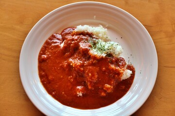 Japanese style red curry rice in Tokyo, Japan