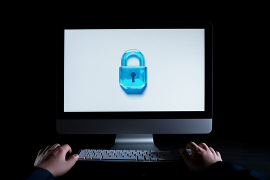 Computer security - No access to computer. POV of using computer in the dark