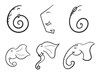 Ganpati Face & Spiral Motif - Minimal Line Art Set
