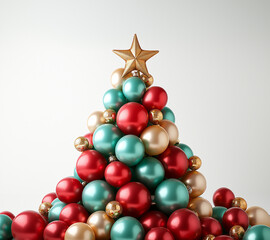 Obraz premium christmas balls and decorations, red and green christmas balls, Christmas tree made of balls Christmas balls, modern and simple Christmas tree, contemporary Christmas tree design
