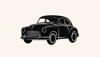 Obraz premium Classic Retro Car Icon in Circular Badge - Vintage Aesthetic Emblem for Nostalgic Designs