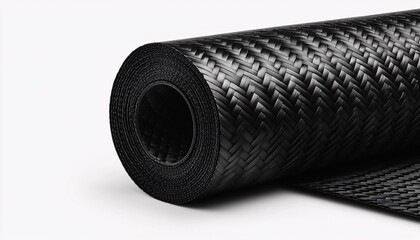 Detailed Close-Up of Carbon Fiber Fabric Roll Demonstrating Intricate Weave Pattern
