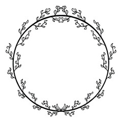 Floral Garland Frame in Black and White