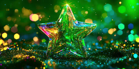 A green star with a green background