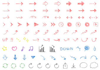 シンプルな手書き水彩風の矢印セット