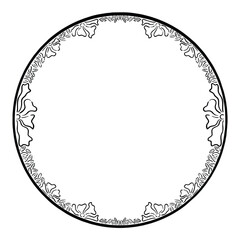 Artistic Flower and Leaf Frame Outline