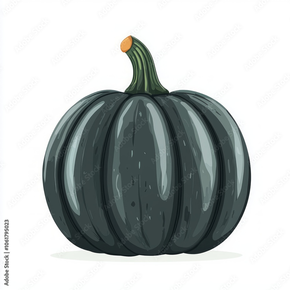 Poster artwork presents minimalist design acorn squash shape and distinctive ridges set white backdrop emph