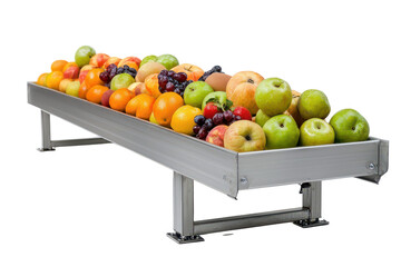 Utilizing a conveyor belt to showcase fresh fruits in food processing facilities