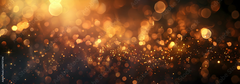 Poster a dark background with golden bokeh lights, creating an enchanting and magical atmosphere