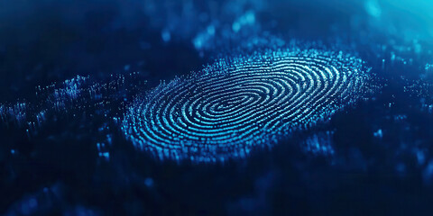 A blue image of a fingerprint with a blue background