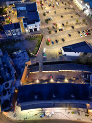 High Angle Night View of Dover Coastal City of South Eastern County of Kent England, United...