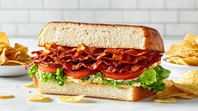 Delicious Bacon Sandwich with Lettuce and Tomato