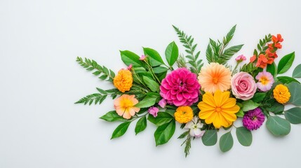 Fototapeta premium Colorful Floral Arrangement on White Background