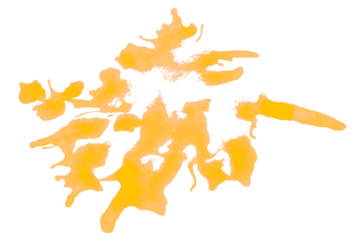 Yellow splash stains on transparent background