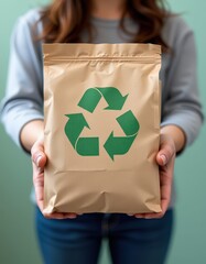 person holding recycle sign