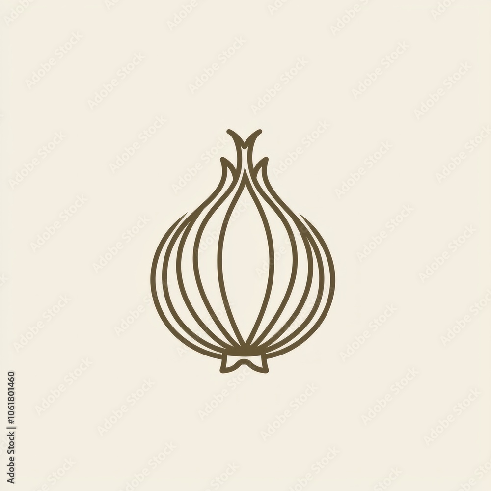 Poster artwork displays minimalist representation onion clean design characterized minimal lines and light 