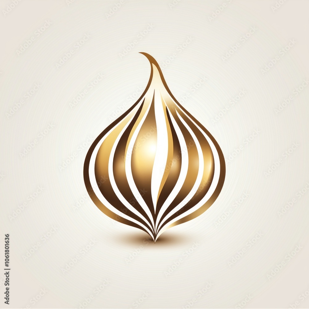 Poster artwork showcases delicately designed onion smooth shape and minimalistic lines light brown creating