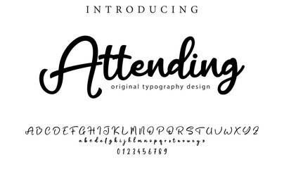 Attending Font Stylish brush painted an uppercase vector letters, alphabet, typeface