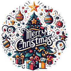 Christmas tree with a star on it vector illustration