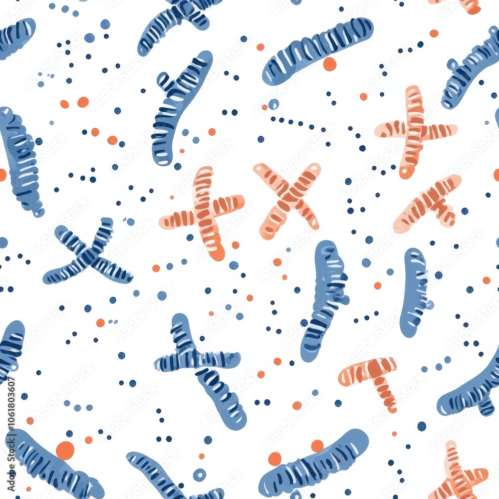 Poster a colorful pattern showcasing chromosomes with genetic markers in a scientific design