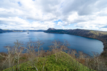 Mashu lake and mountains in Hokkaido Japan