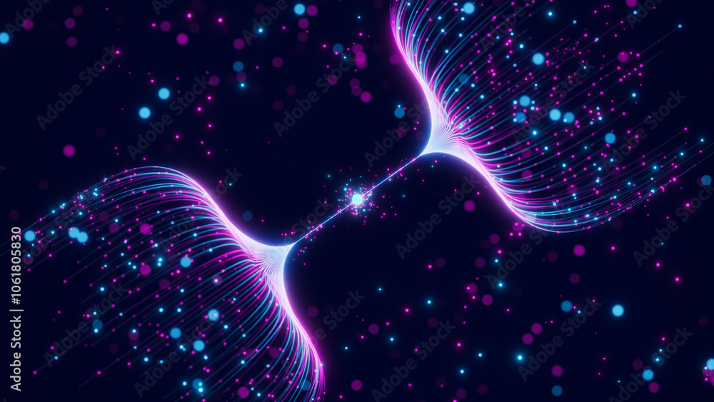 Poster Big data artificial intelligence machine learning neural network flow complex information science innovation technology data analysis visualization cyberspace future. 3d rendering.