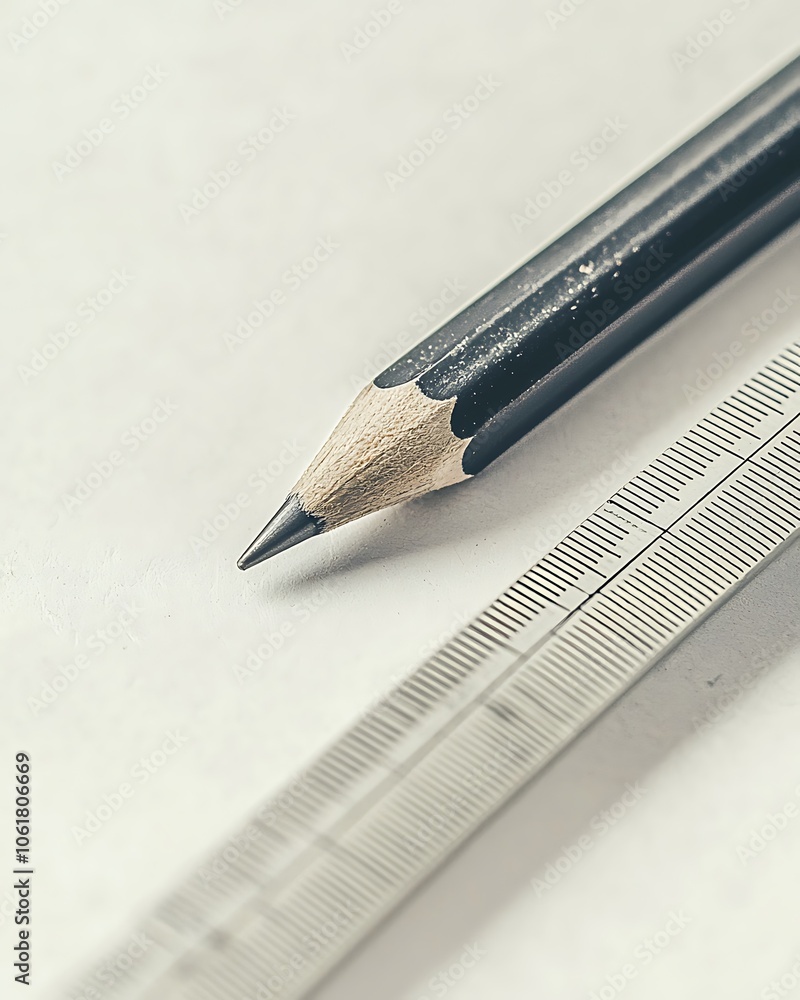 Poster a sharpened pencil and ruler lie on a blank surface, highlighting tools for precision and creativity