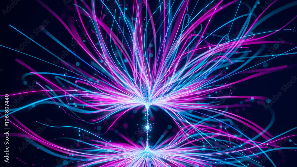 Poster Big data artificial intelligence machine learning neural network flow complex information science innovation technology data analysis visualization cyberspace future. 3d rendering.