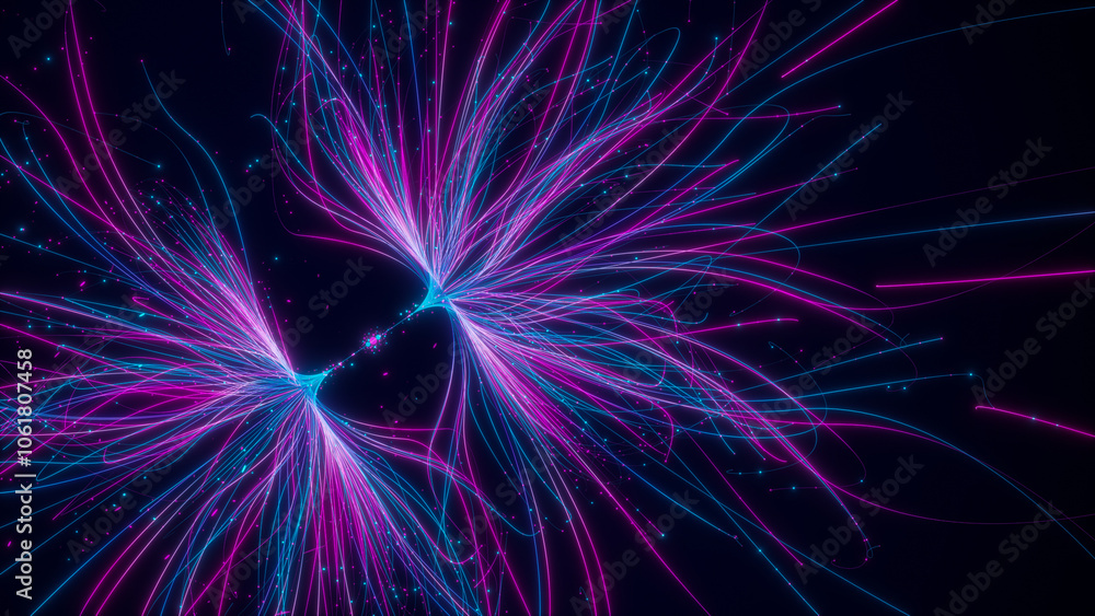 Poster Big data artificial intelligence machine learning neural network flow complex information science innovation technology data analysis visualization cyberspace future. 3d rendering.