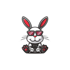 Bunny technology logo icon design template flat vector
