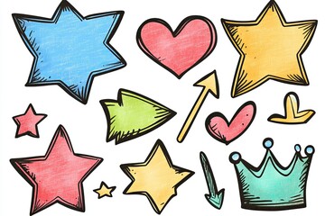 Obraz premium Set of colorful doodles with various icons 