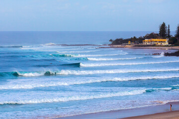 Ocean wave sets at Snapper Rocks Superbank Gold Coast, Australia.