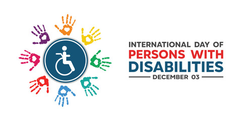 International Day of Persons with Disabilities. People, heart and hands. Great for cards, banners, posters, social media and more. White background.