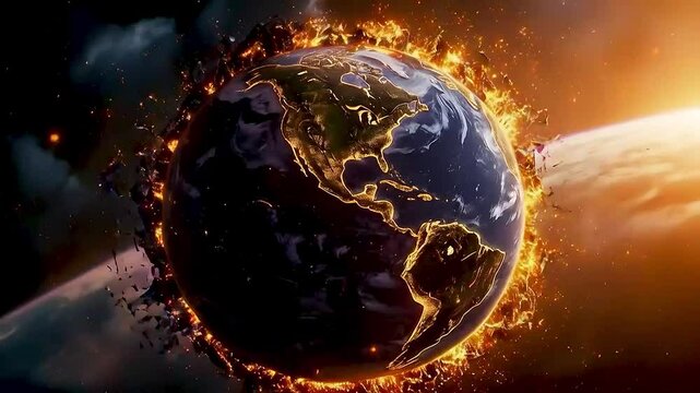 the earth  burning