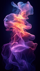 Obraz premium abstract colorful smoke on black background vertical mobile wallpaper orange yellow pink purple lavender blue smoky backdrop