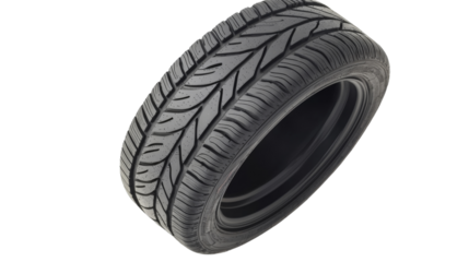 A close-up image of a textured tire showcasing its tread pattern, designed for optimal grip and performance on various surfaces.