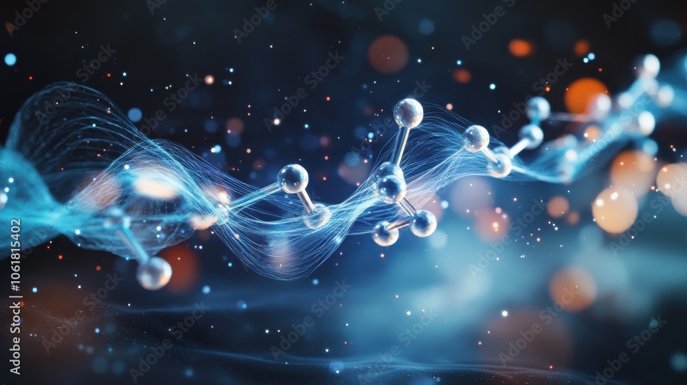 Poster A close-up view of molecular bonds illustrating the intricate interactions of atoms in a dynamic and colorful environment