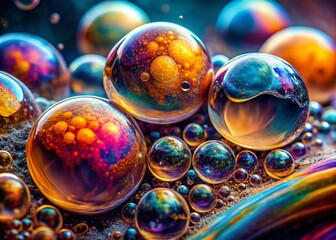 Stunning Macro Photography of Calcium Mineral Bubbles in Natural Settings, Capturing Intricate Details and Textures, Ideal for Educational and Scientific Use in Geology and Mineralogy