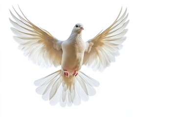 Graceful white dove in flight