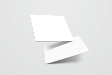 Blank realistic square business card, gift card or social with shadow. Mockup design for presentation branding, corporate identity, ads, personal, stationery, document, graphic presenting. Vector
