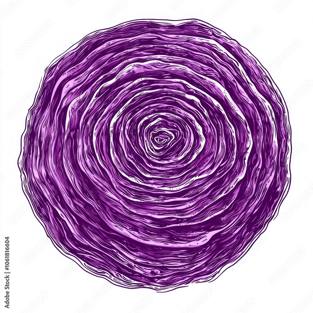 Aufkleber artwork features simple shape red cabbage illustrated deep purple tones minimal lines emphasizing cl