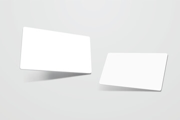 Rounded corners business card, gift card or credit card with shadow. Mockup design for presentation branding, corporate identity, ads, personal, stationery, document, graphic presenting. Vector
