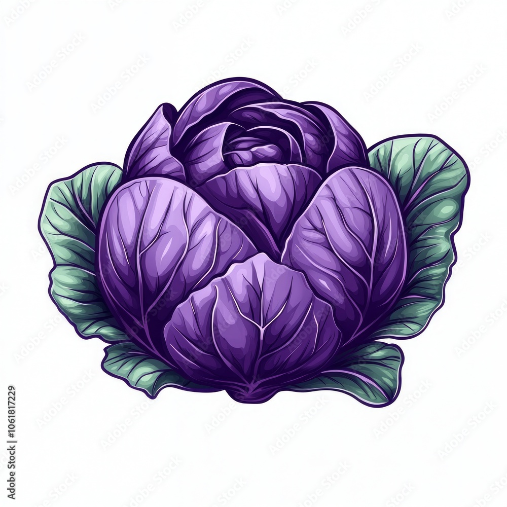 Poster artwork features stylized representation red cabbage shape and minimal detailing.