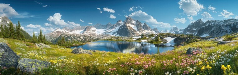 Experience the vibrant wildflower-filled meadows and serene lakes in the breathtaking landscape of the North Cascades during summer